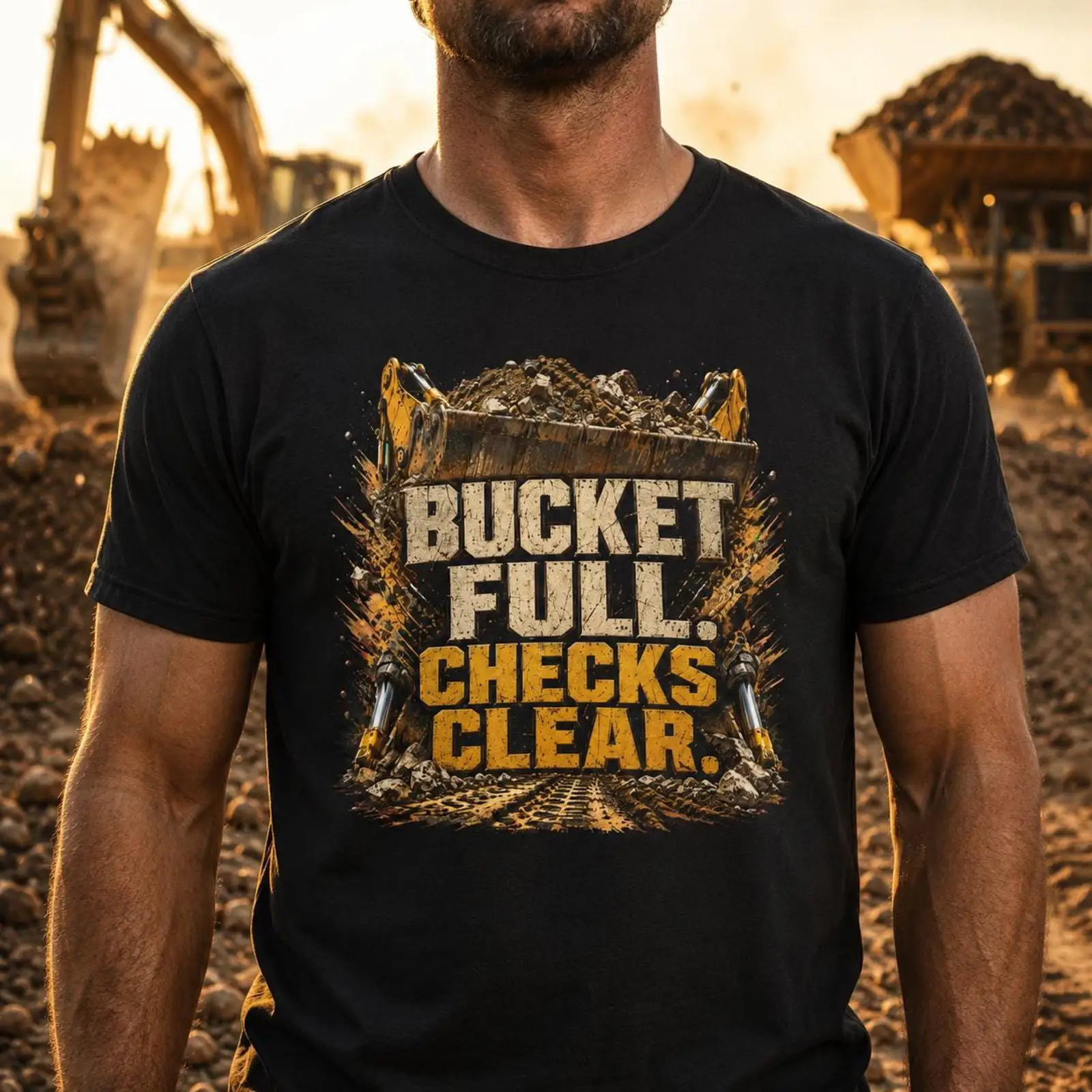T-shirt 'Bucket Full Checks Cl - Heavy Equipment Operations avis et prix